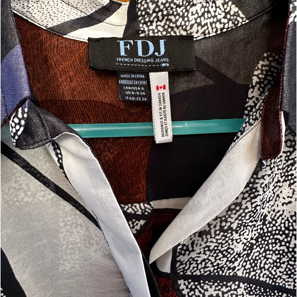 FDJ FRENCH DRESSING JEANS MULTI COLOR LONG SLEEVE BLOUSE SIZE 6 - Picture 2 of 6